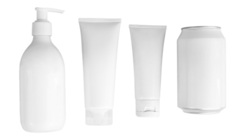 set of white plastic bottle mockup png