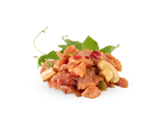 pronto para comer salada com carne, legumes e cogumelos cortar fora, isolado transparente fundo png