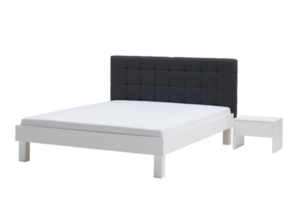 White wooden bed with mattress Cut out, isolated transparent background png