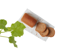 sliced bread top view on paper Cut out, isolated transparent background png