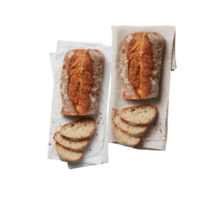 sliced bread top view on paper Cut out, isolated transparent background png