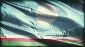 retro åldrig sakha republik flagga vinka på de vind. gammal årgång baner svängande på de bris. sömlös slinga. video