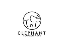 Elephant Cute with line art style logo design template vector