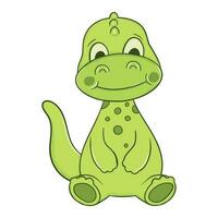 Cute Baby Dinosaur Vector with Happy Face