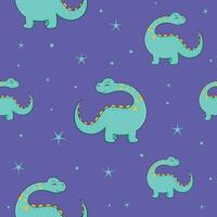 Cute Baby Dinosaur Seamless Vector Pattern