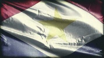 Retro aged Saba flag waving on the wind. Old vintage banner swaying on the breeze. Seamless loop. video