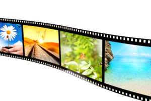 Isolated filmstrip with photos of nature and landscapes png