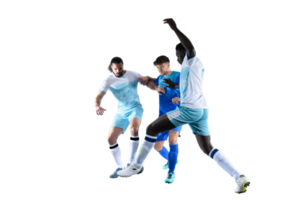 Football  player plays with soccerball in a match png