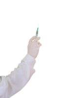 Medic with syringe with covid-19 vaccine png