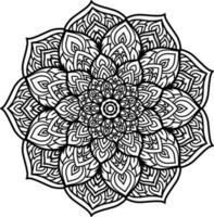 Monochrome ethnic mandala design. Anti-stress coloring page for adults. Hand drawn black and white vector illustration