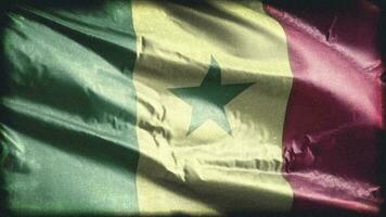 Retro aged Senegal flag waving on the wind. Old vintage Senegalese banner swaying on the breeze. Seamless loop. video