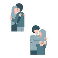 Set Of Romantic Muslim Couple vector