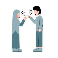 Muslim Couple Fighting Flat Illustration vector