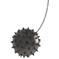 Iron ball with spikes. concept of danger and obstacle. 3d rendering png