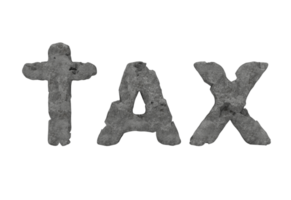 Isolated tax word made of rocks. 3d rendering png