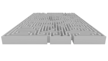 Isolated complex maze. Concept of confusion and difficulty png