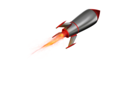 puissant missile en volant avec Feu. livraison et affaires objectif concept png