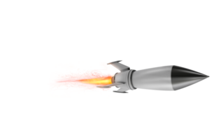 puissant missile en volant avec Feu. livraison et affaires objectif concept png