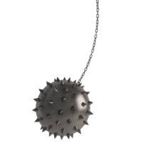 Iron ball with spikes. Concept of danger and obstacle. 3d rendering png