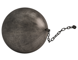 Isolated 3d rendering of a big ball and chain png