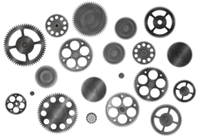 Stücke von Getriebe. Zusammenarbeit, Partnerschaft und Integration Konzept. 3d Rendern png