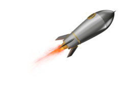 Powerful missile flying with fire. delivery and business goal concept png