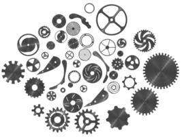 Pieces of gears. teamwork, partnership and integration concept. 3d rendering png