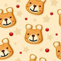 Pattern from gingerbread in the shape of a bear, new year, christmas. Icon. vector