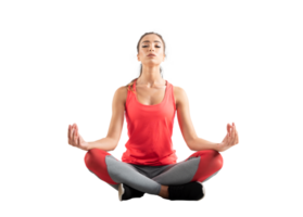 Isolated young  woman relaxing in yoga pilates position png