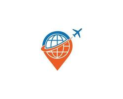 Travel Agent Logo Icon World and Aircraft Logo Vector illustration.