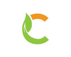 Letter C Logo Design Abstract Green Leaf Symbol Vector Concept.