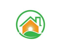 House Sun Ecology With Solar Energy Logo Icon Design Vector Icon.