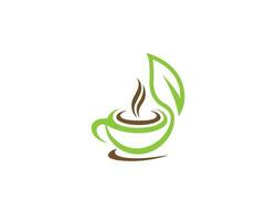 Organic herbal green tea logo icon vector design template.