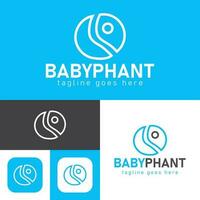 baby elephant logo design.simple Modern abstract vector illustration icon style design.minimal Black and white color.