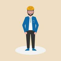 An engineer on a isolated background. Also Technician and builder standing look forward. A confident engineer. vector