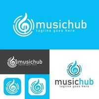 music hub logo design.simple Modern abstract vector illustration icon style design.minimal Black and white color.