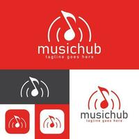 music hub logo design.simple Modern abstract vector illustration icon style design.minimal Black and white color.