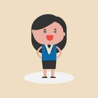 A happy young business woman.Full female body. Cartoon look lady businessman.vector Illustration. vector