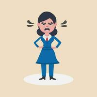 A angry business woman shouting or screaming expression.Shouting,anger emotion, facial expression.Full Human body.Vector illustration. vector