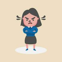 A angry business woman shouting or screaming expression.Shouting,anger emotion, facial expression.Full Human body.Vector illustration. vector