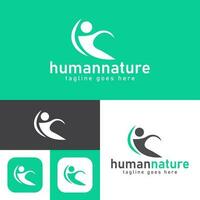 human nature logo design.simple Modern abstract vector illustration icon style design.minimal Black and white color.