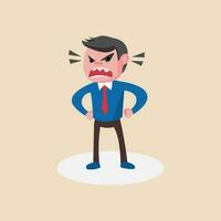 A young angry businessman shouting or screaming expression.Shouting,anger emotion, facial expression.Full Human body.Vector illustration. vector