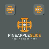 Simple Pineapple slice logo. Geometric pineapple logo icon style. Premium Vector illustration.Abstract fruit design.