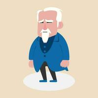 A sad old man facial expression.Unhappy emotion on face.Depressed old man. Vector illustration.