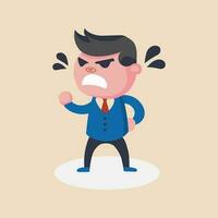 A young angry businessman shouting or screaming expression.Shouting,anger emotion, facial expression.Full Human body.Vector illustration. vector