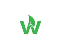 Letter W Abstract Logo Design With Green Leaf Symbol Vector Concept.