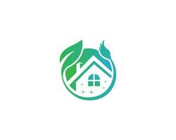 Abstract leaf house cleaning service logo icon design vector template.