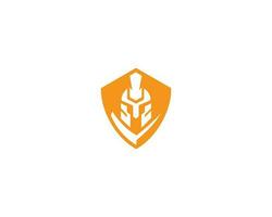 Security spartan shield and helmet logo design vector concept.