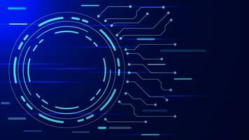 resumen futurista tecnología con hud y electrónico circuito tablero. digital grande datos visualización, red conexión y comunicación tecnología antecedentes. vector ilustración.