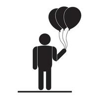 icon of child carrying hot air balloon vector